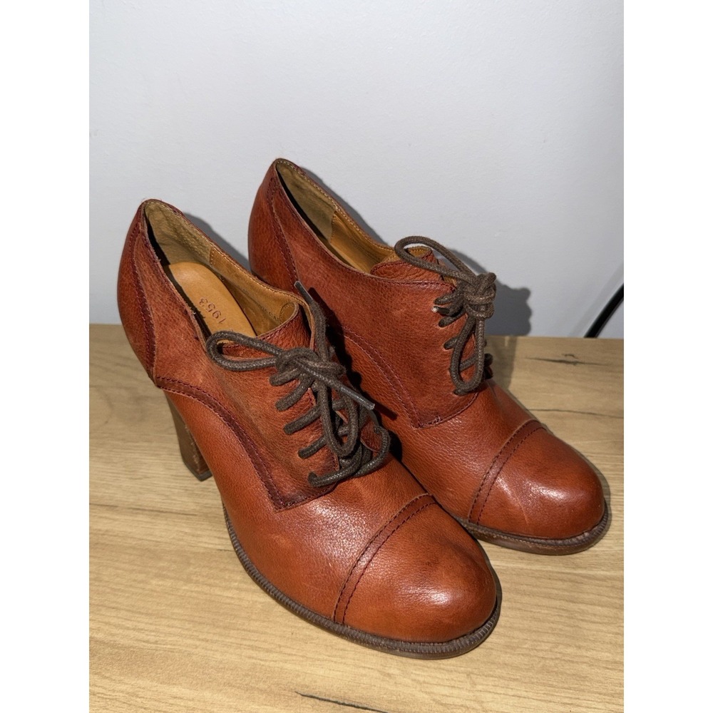 Kork Ease Chianne Brown Leather Lace Up Oxford Wedge Size 8.5 F
